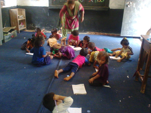 Teacher Kamala in the nursery with the children 2