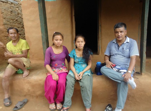 Bikram with Urmila & Puspanjali in Bhujel village