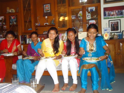 sarita at dinner in Ela Piya's house in Kathmandu