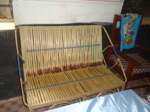 New bamboo chair made by one of the school committee members, Resham.